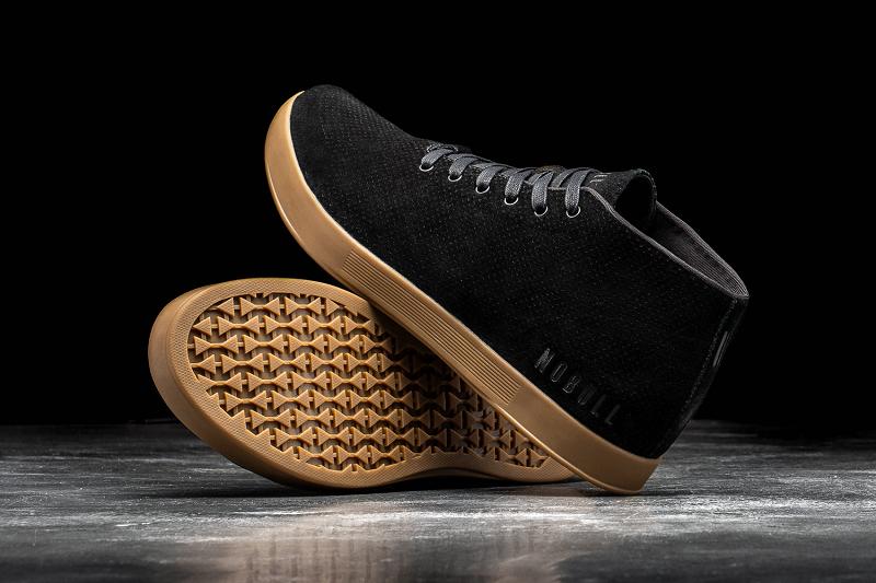 Black Nobull Dark Gum Suede Mid Men's Trainers | CA X1355Y